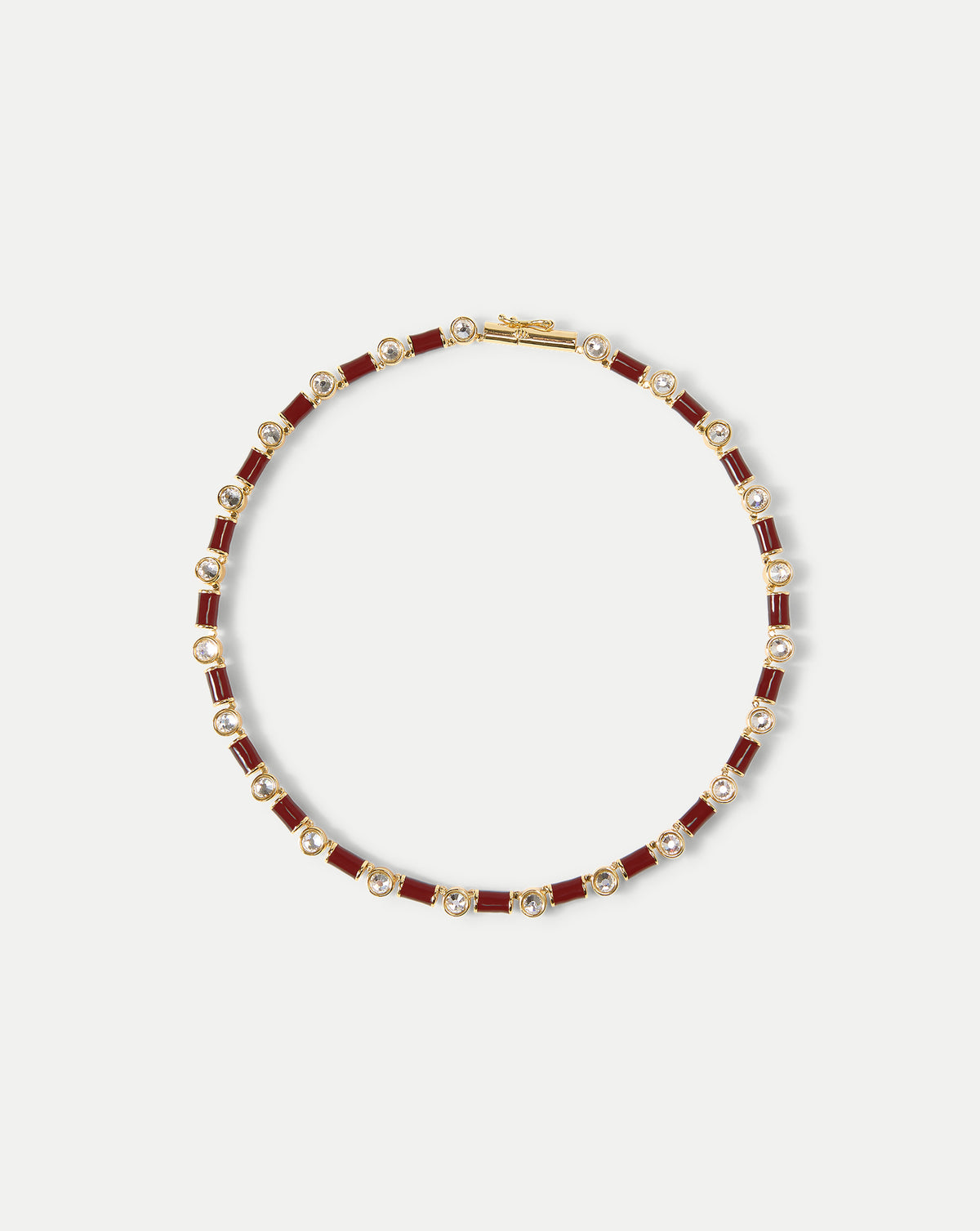 Veronica Beard Enamel And Crystal Barrel Necklace Burgundy