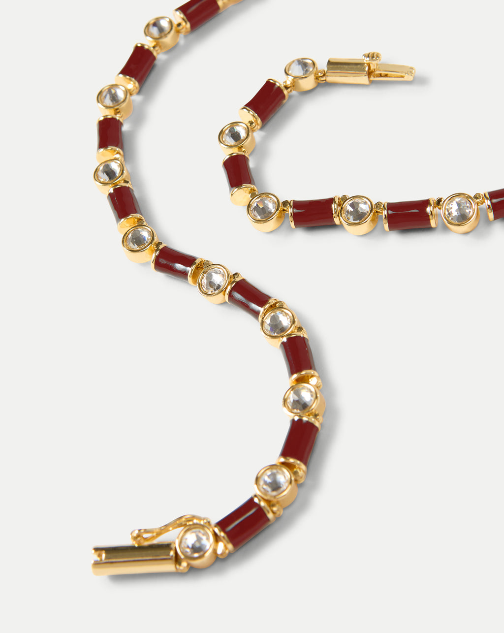 Veronica Beard Burgundy Enamel and Crystal Barrel Necklace