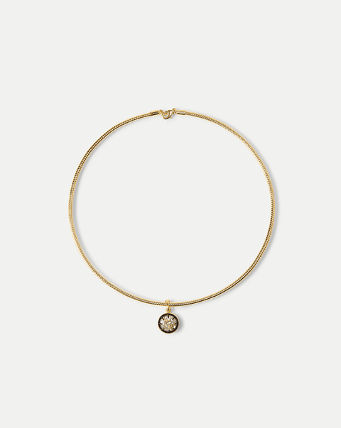Gold Snake Chain Pendant Necklace in Clear/Gold | Veronica Beard