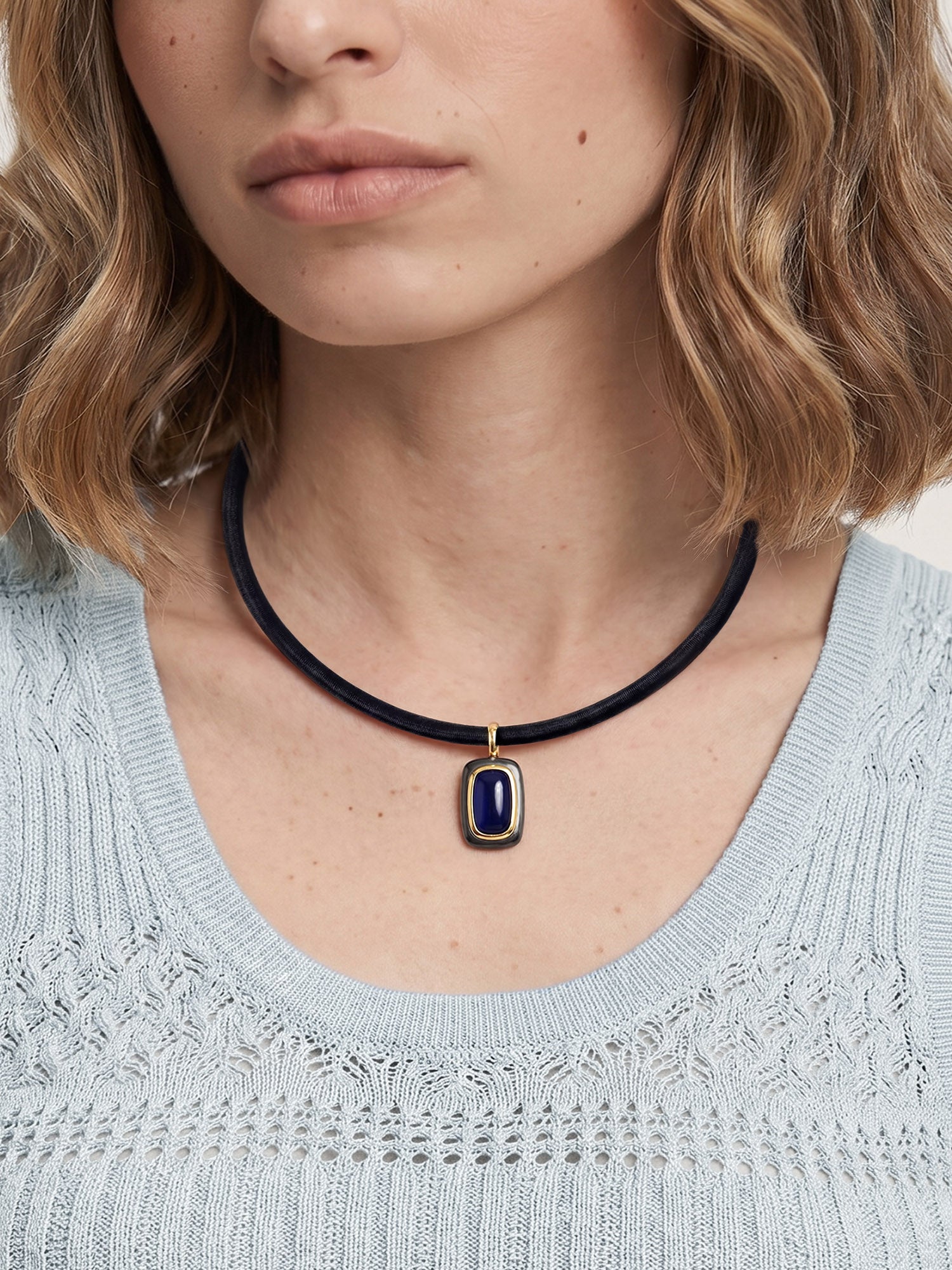 Rectangle Doublet Pendant Necklace in Blue | Veronica Beard