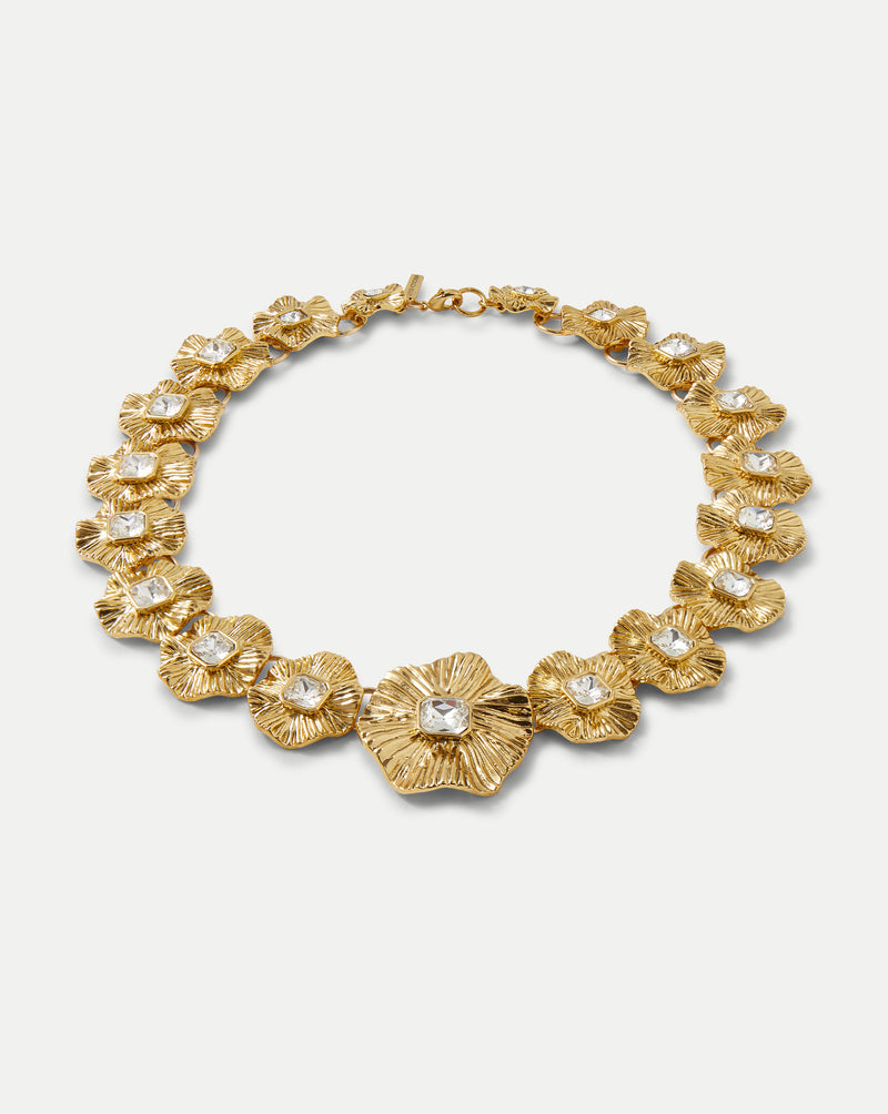 Veronica Beard Gold Floral Statement Necklace