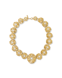 Veronica Beard Gold Floral Statement Necklace Gold