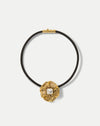Veronica Beard Floral Pendant Cord Necklace - Gold