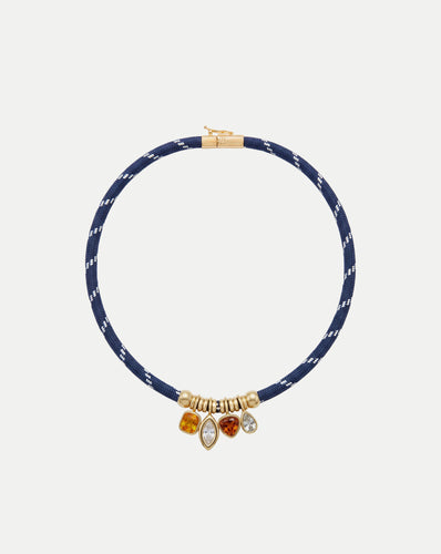 Veronica Beard Paracord Charm Necklace - Navy 