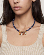 Veronica Beard Paracord Charm Necklace - Navy
