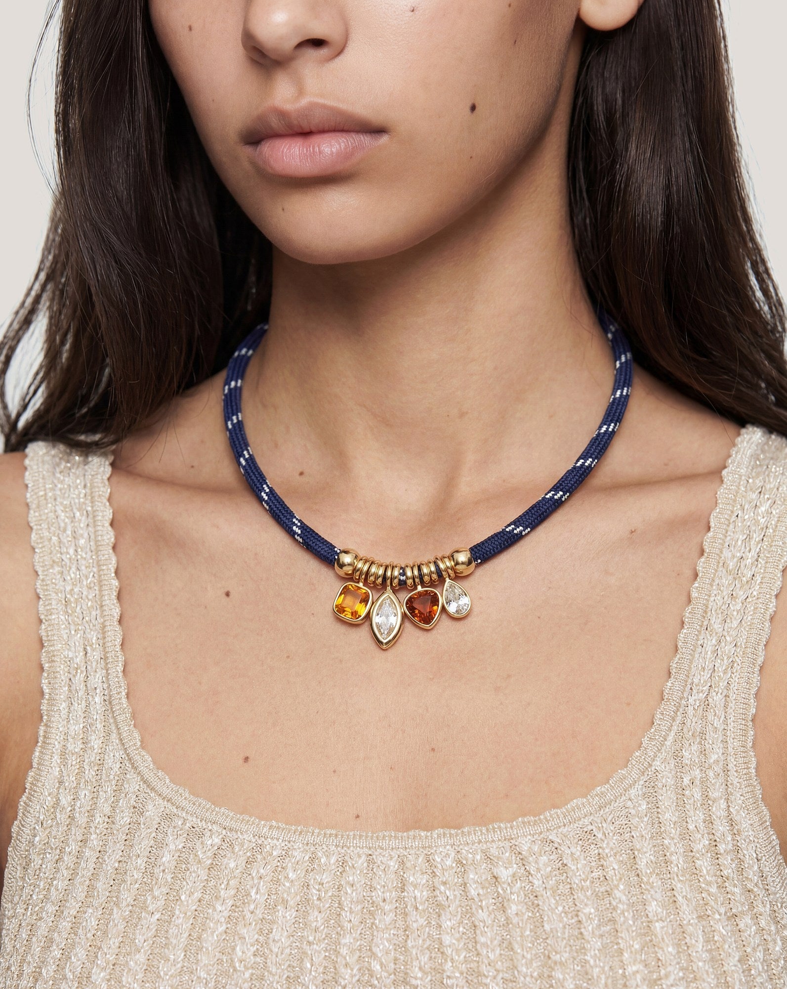 Veronica Beard Paracord Charm Necklace - Navy