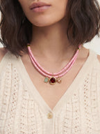 Veronica Beard Paracord Charm Necklace - Pink