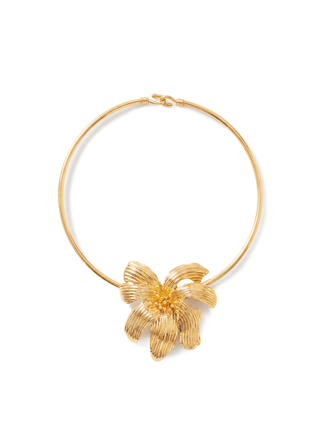 Veronica Beard Gold-tone metal choker with a large floral pendant.