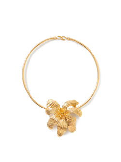 Veronica Beard Gold-tone metal choker with a large floral pendant.