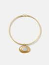 Veronica Beard Gold choker necklace with oval mother-of-pearl pendant