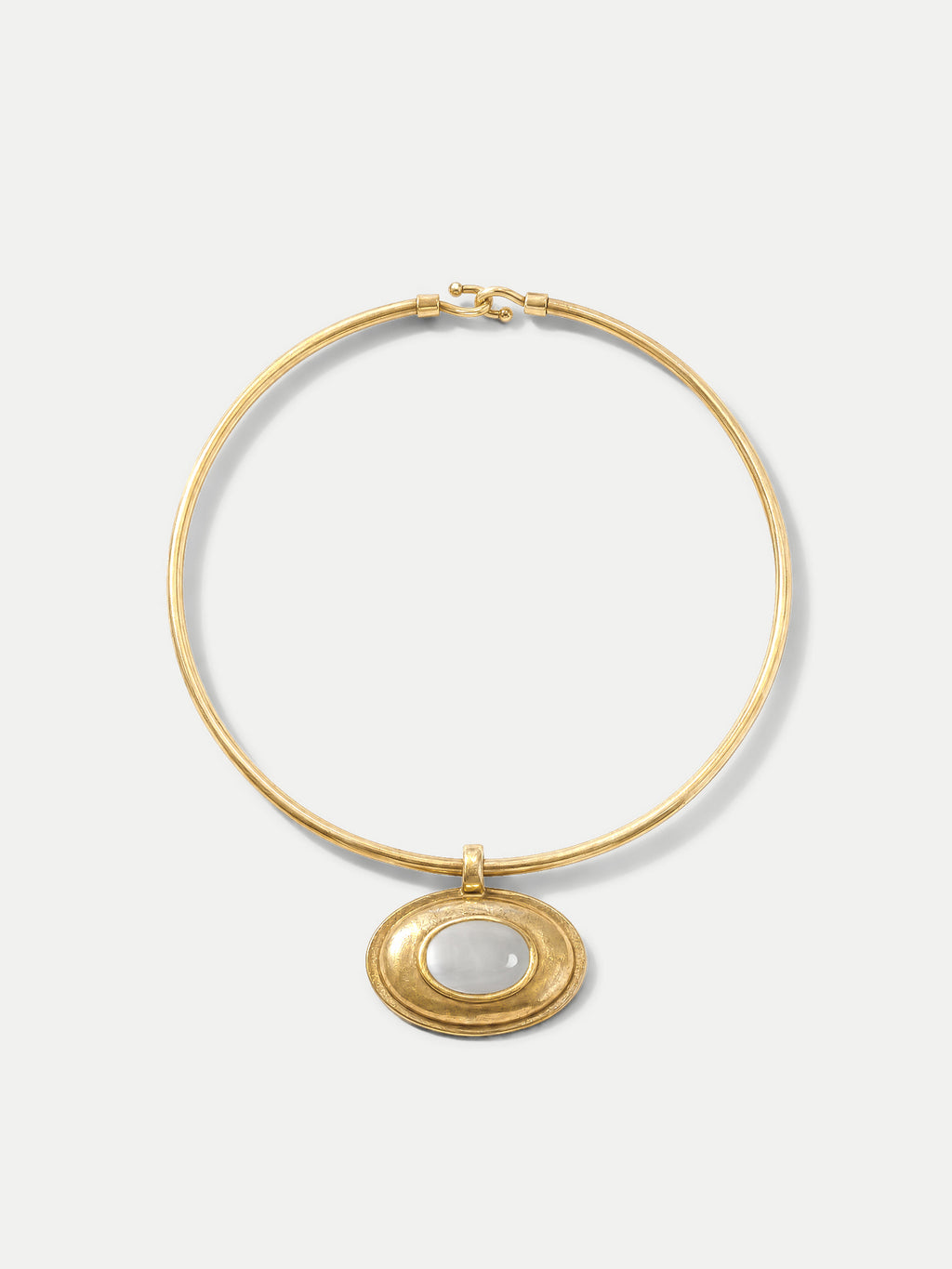 Veronica Beard Gold choker necklace with oval mother-of-pearl pendant