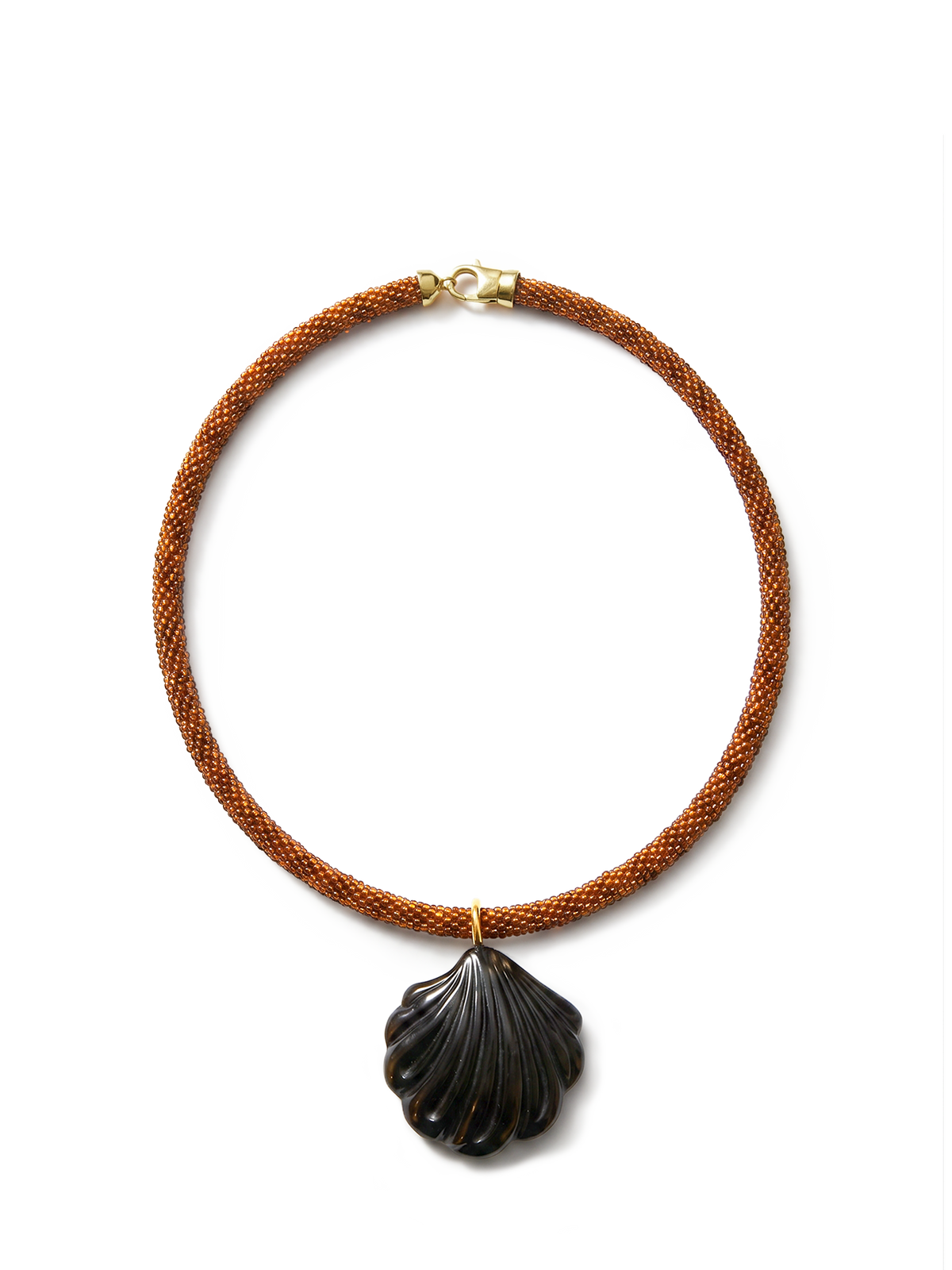 Scallop Shell Beaded Necklace in Brown/Black | Veronica Beard Scallop Shell Beaded Necklace in Brown/Black | Veronica Beard