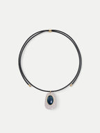 Veronica Beard Black Leather Pendant Necklace - Black/White