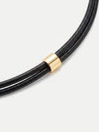 Veronica Beard Black Leather Pendant Necklace - Black/White