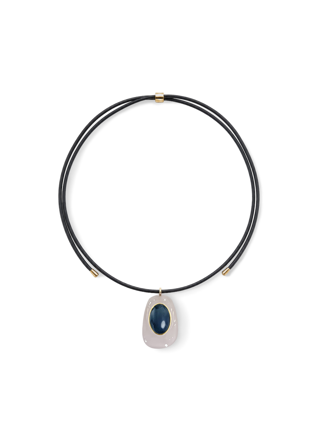 Black Leather Pendant Necklace