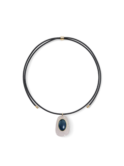 Black Leather Pendant Necklace