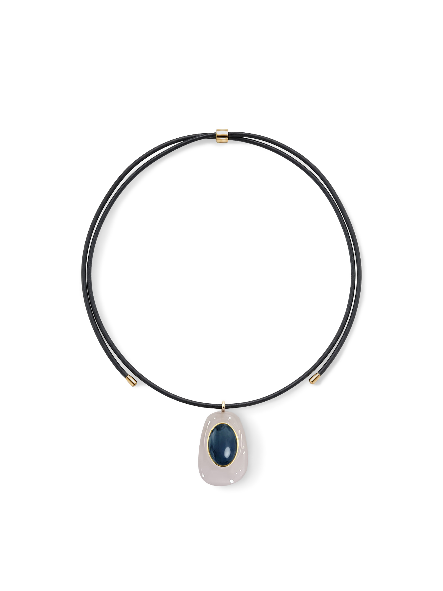 Black Leather Pendant Necklace