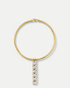 Veronica Beard Gold collar necklace with hanging crystal pendant.