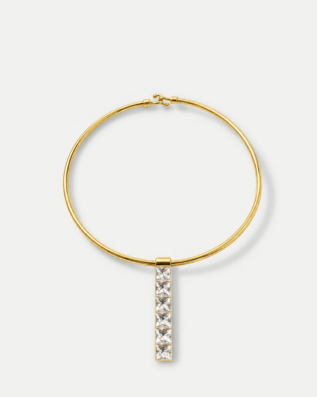 Veronica Beard Gold choker necklace with crystal drop pendant.