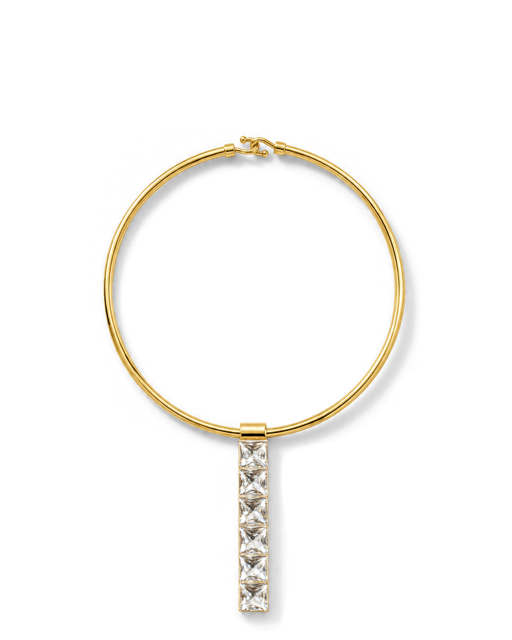 Veronica Beard Gold collar necklace with crystal pendant drop.
