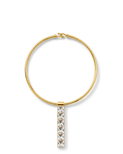 Veronica Beard Gold collar necklace with crystal pendant drop.