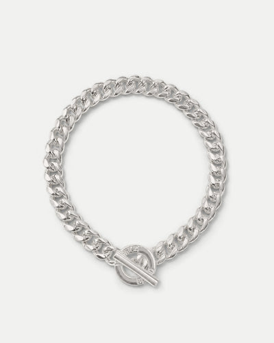 Veronica Beard Silver curb chain necklace with toggle clasp.