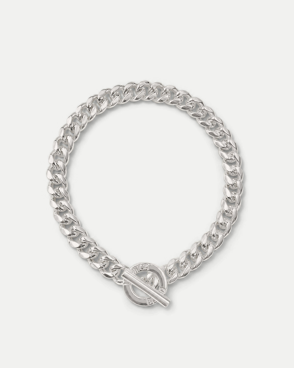 Veronica Beard Silver curb chain necklace with toggle clasp.