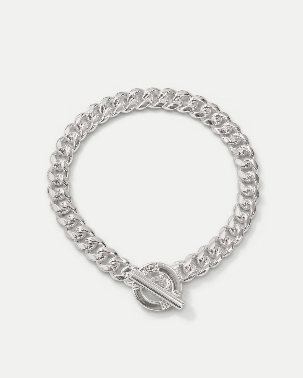 Veronica Beard Silver chunky chain necklace with t-bar closure.