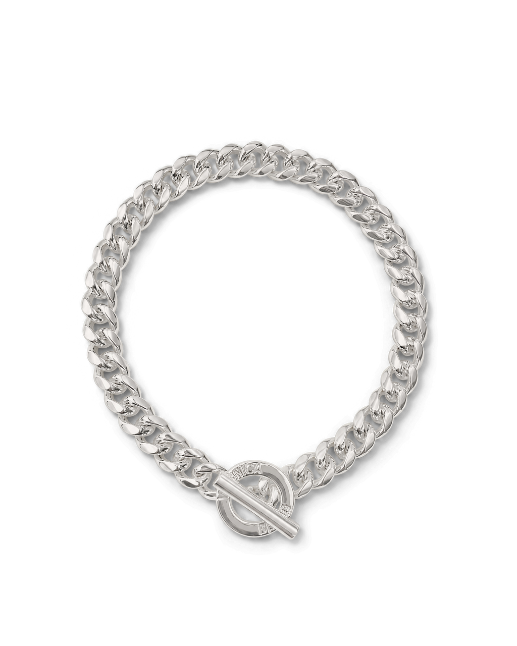 Veronica Beard Silver curb chain necklace with toggle clasp.