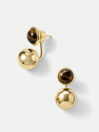 Veronica Beard Gold-tone earrings with tiger's eye and polished spheres.