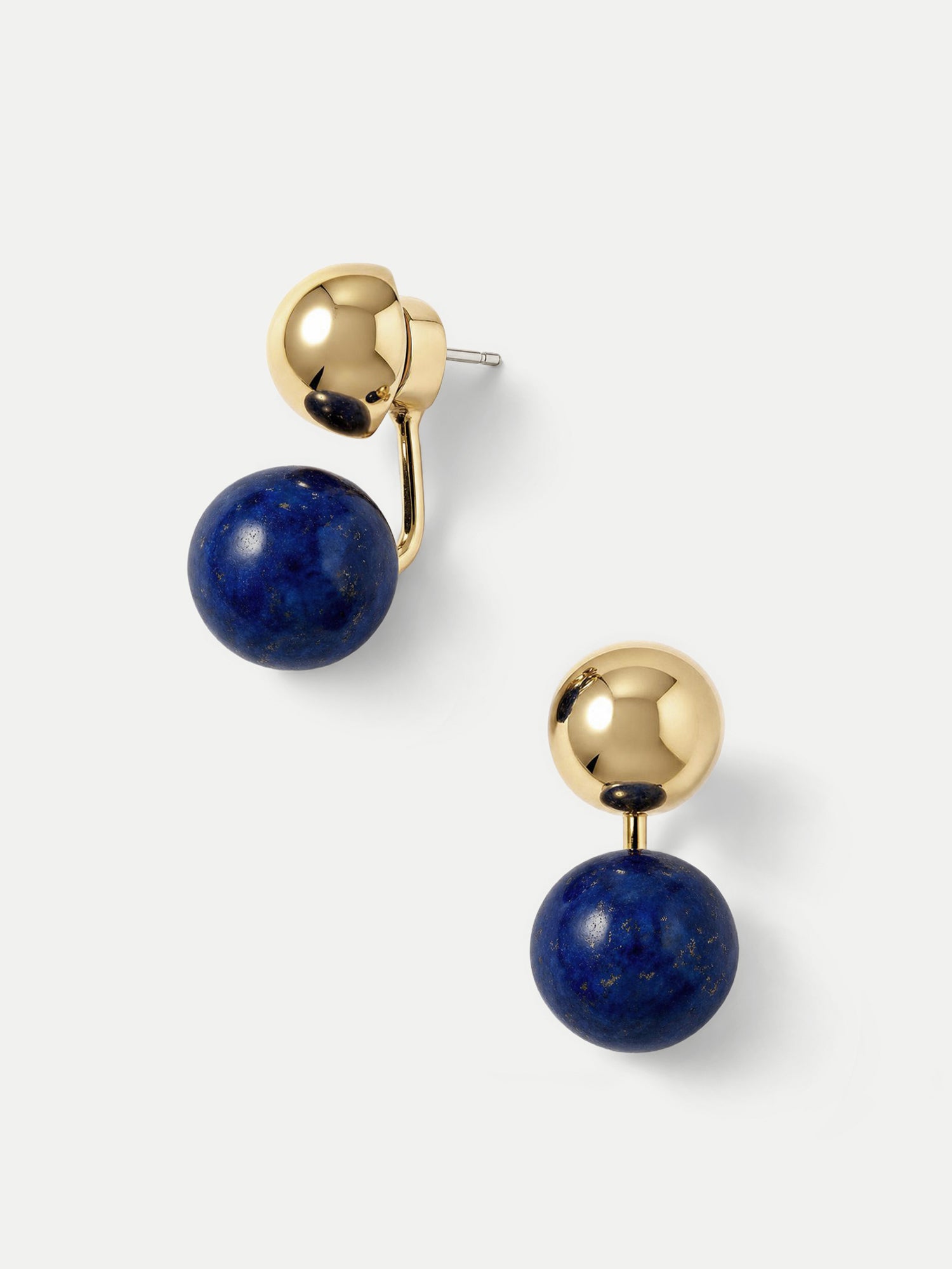 Veronica Beard Gold and lapis lazuli ball drop earrings.