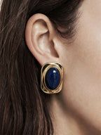Veronica Beard Gold and blue stone statement earring.
