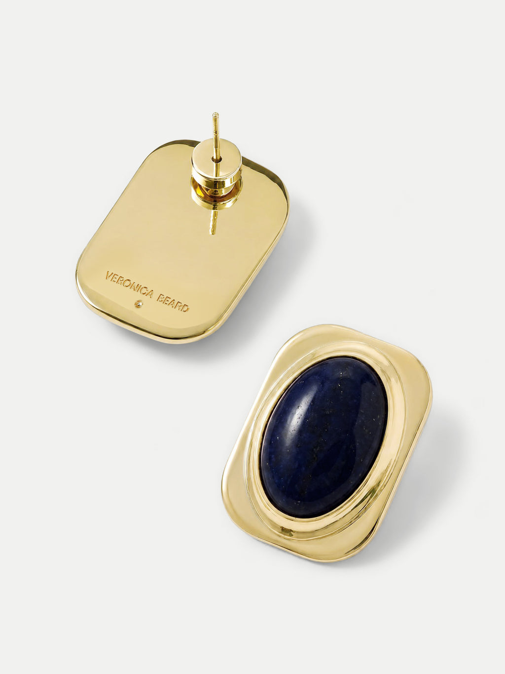 Veronica Beard Gold-tone square stud earrings with blue lapis lazuli.