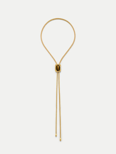 Veronica Beard Gold snake chain necklace with oval center bead.