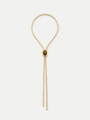 Veronica Beard Gold snake chain necklace with oval center bead.