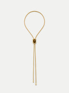 Veronica Beard Gold snake chain necklace with oval center bead.