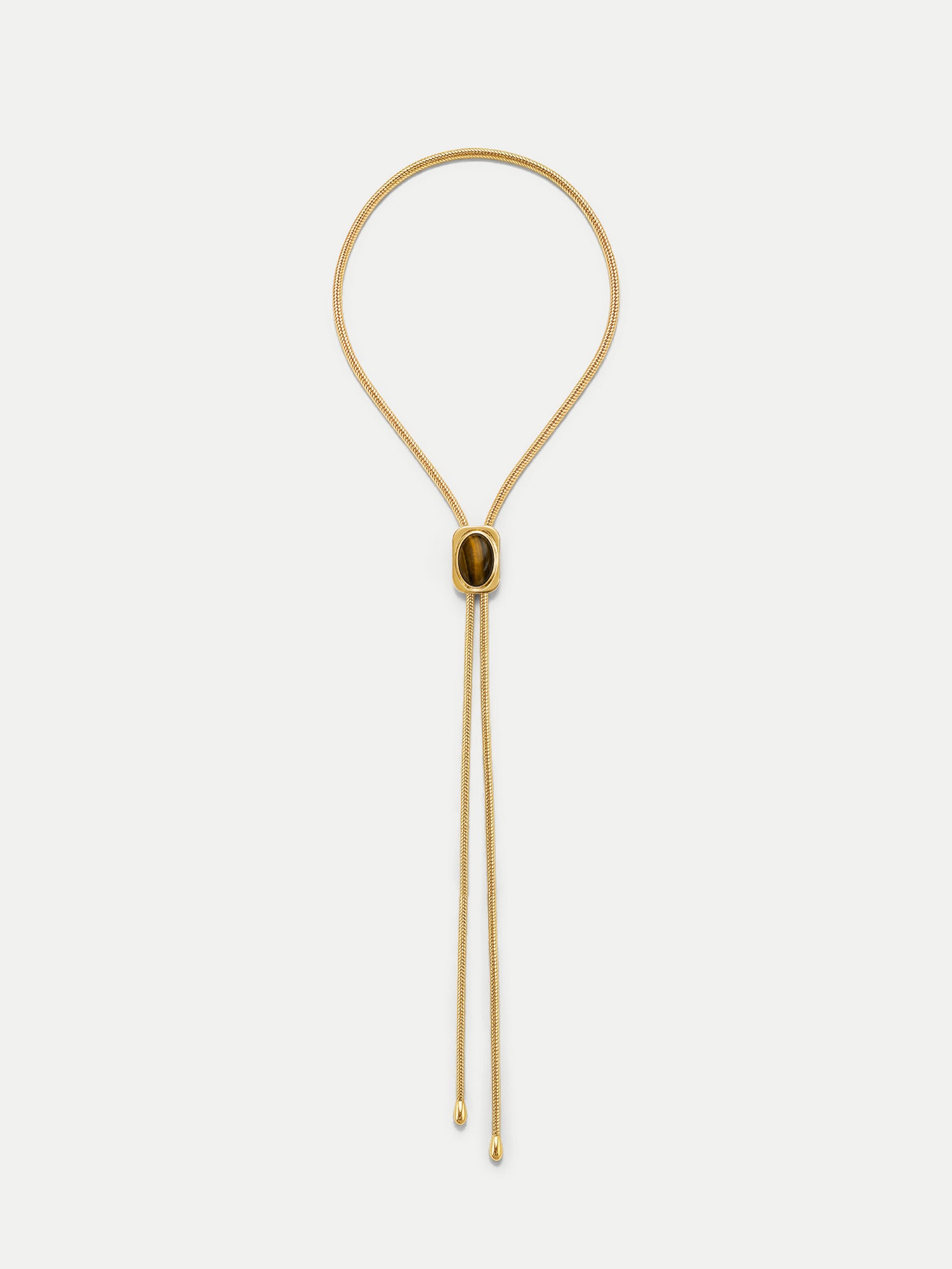 Veronica Beard Gold snake chain necklace with oval center bead.