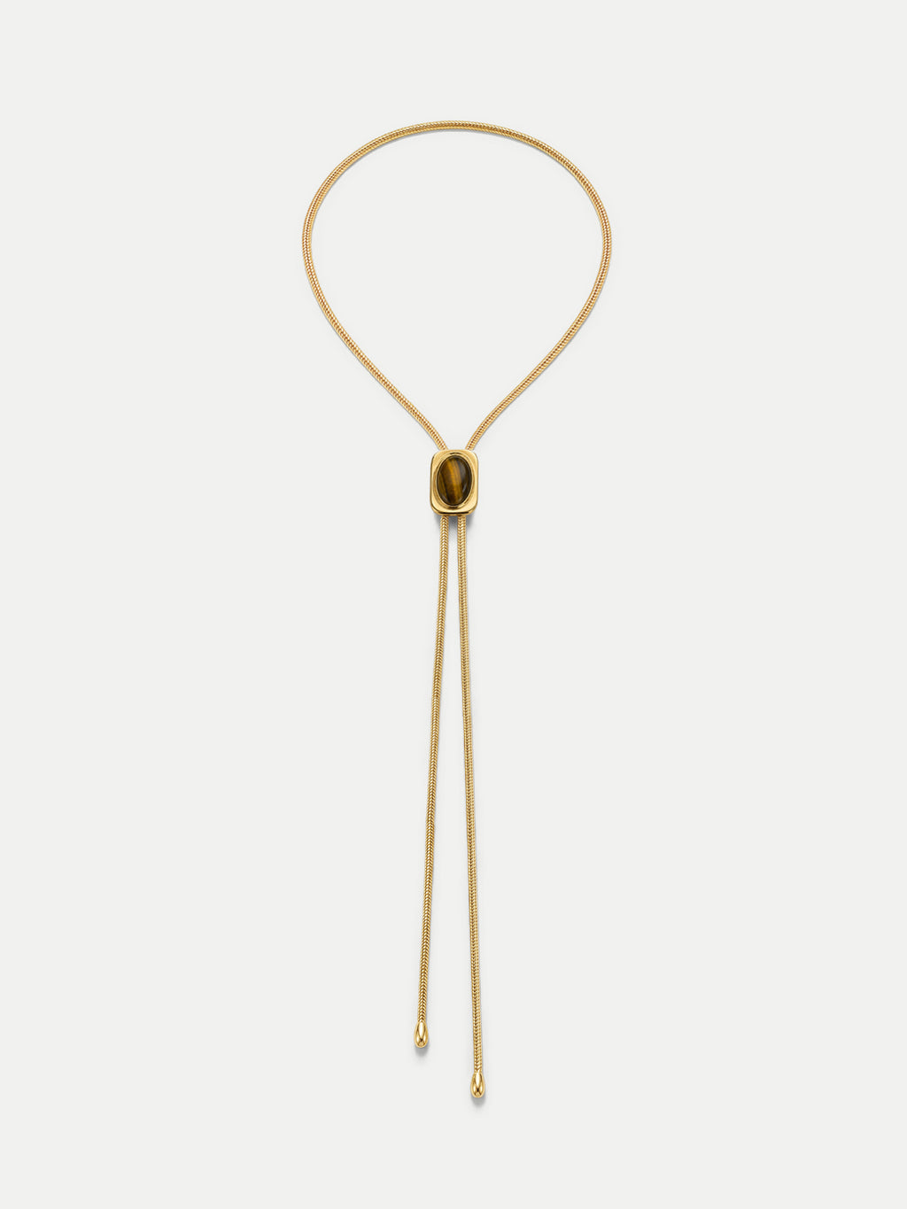 Veronica Beard Gold snake chain necklace with oval center bead.