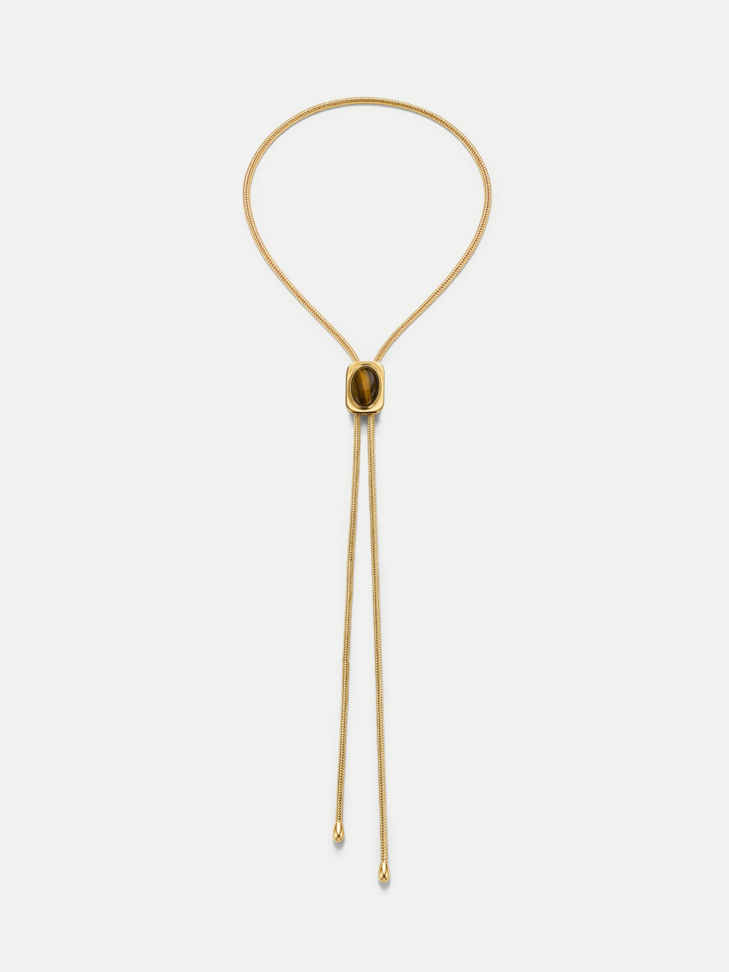 Veronica Beard Gold snake chain necklace with oval center bead.