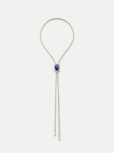 Veronica Beard Silver bolo tie with blue stone.