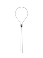 Veronica Beard Silver bolo tie with blue stone slider.