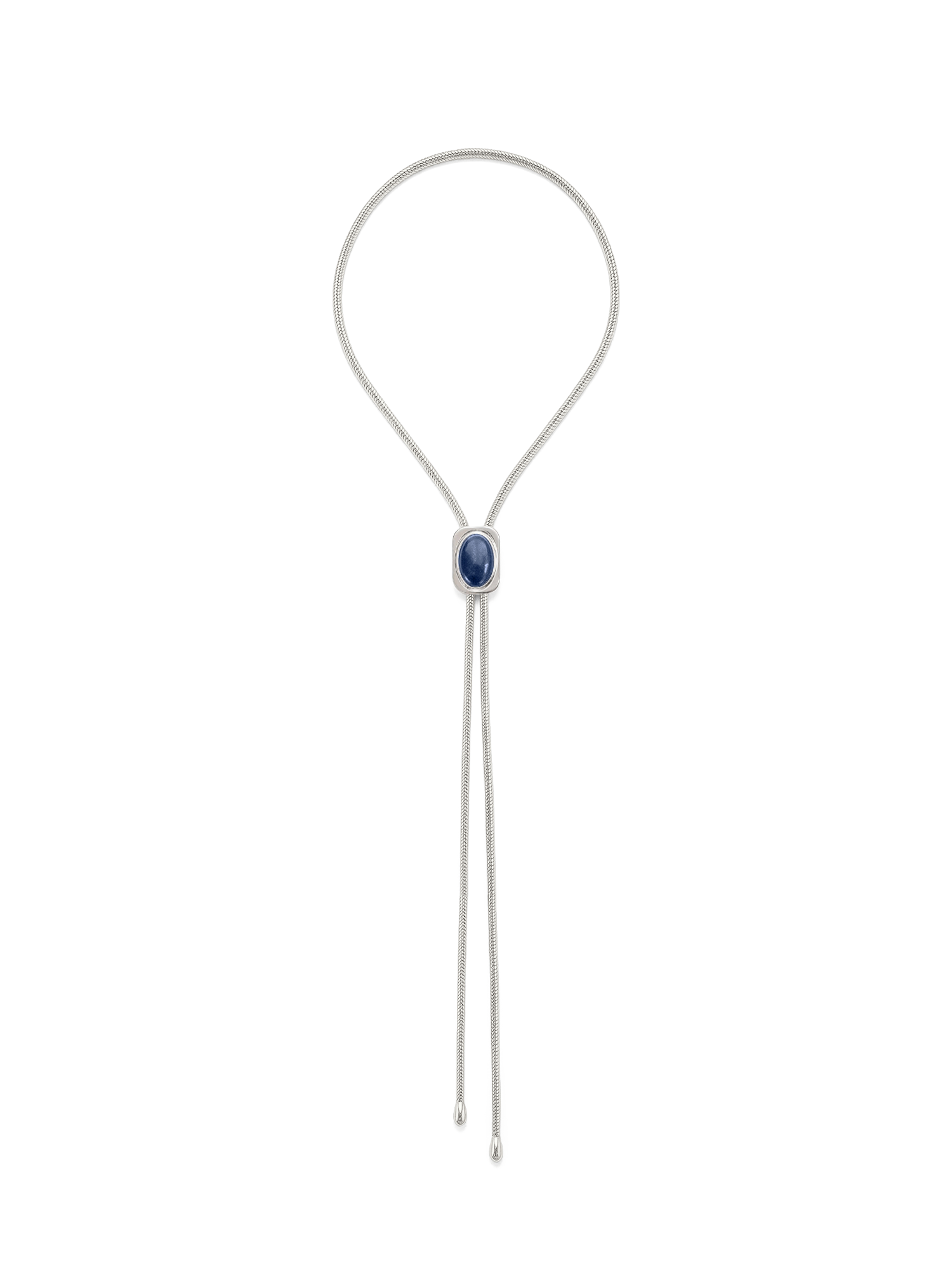 Veronica Beard Silver bolo tie with blue stone slider.