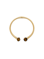 Veronica Beard Gold cuff bracelet with brown tiger eye beads.