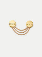 Veronica Beard Gold-tone double disc brooch with triple chain link.