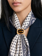 Veronica Beard White and blue patterned silk scarf.