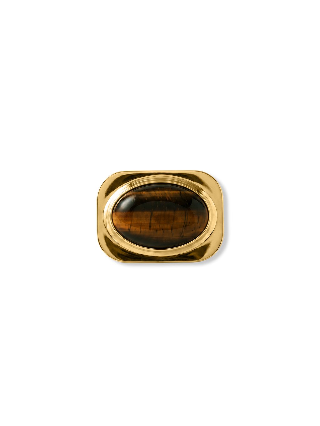 Veronica Beard Gold-tone oval ring with a brown tiger's eye stone.