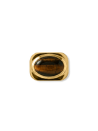 Veronica Beard Gold-tone oval ring with a brown tiger's eye stone.