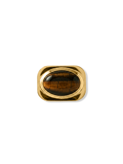 Veronica Beard Gold-tone oval ring with a brown tiger's eye stone.