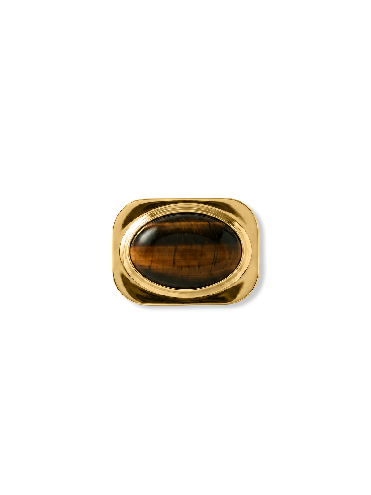 Veronica Beard Gold-tone oval ring with a brown tiger's eye stone.