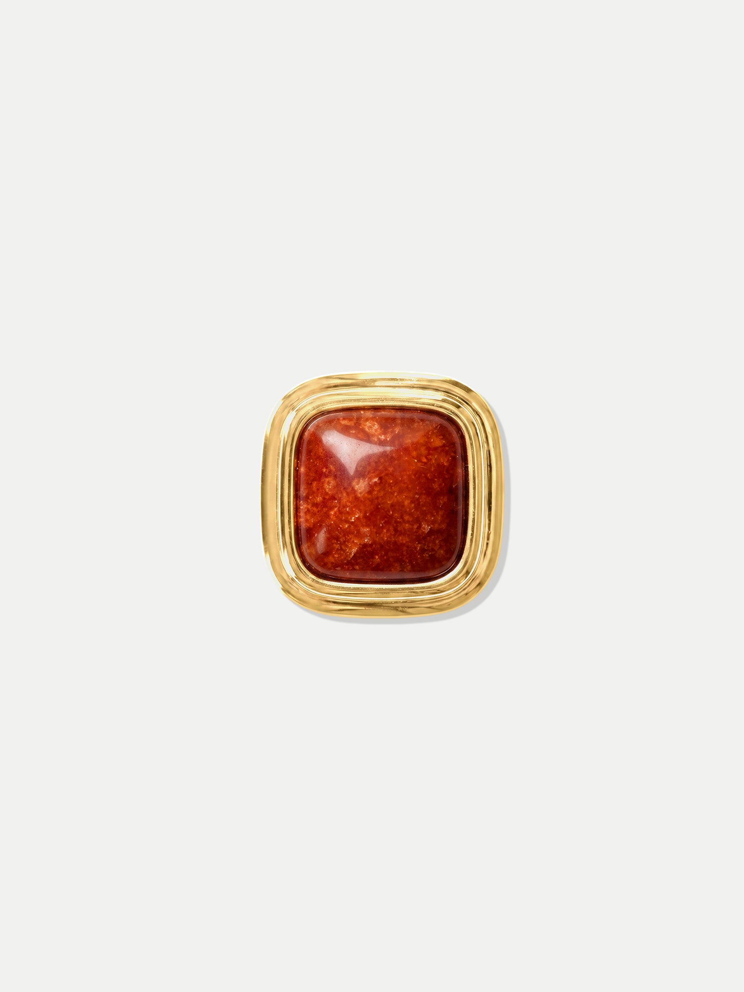 Veronica Beard Gold red square stone ring with details.